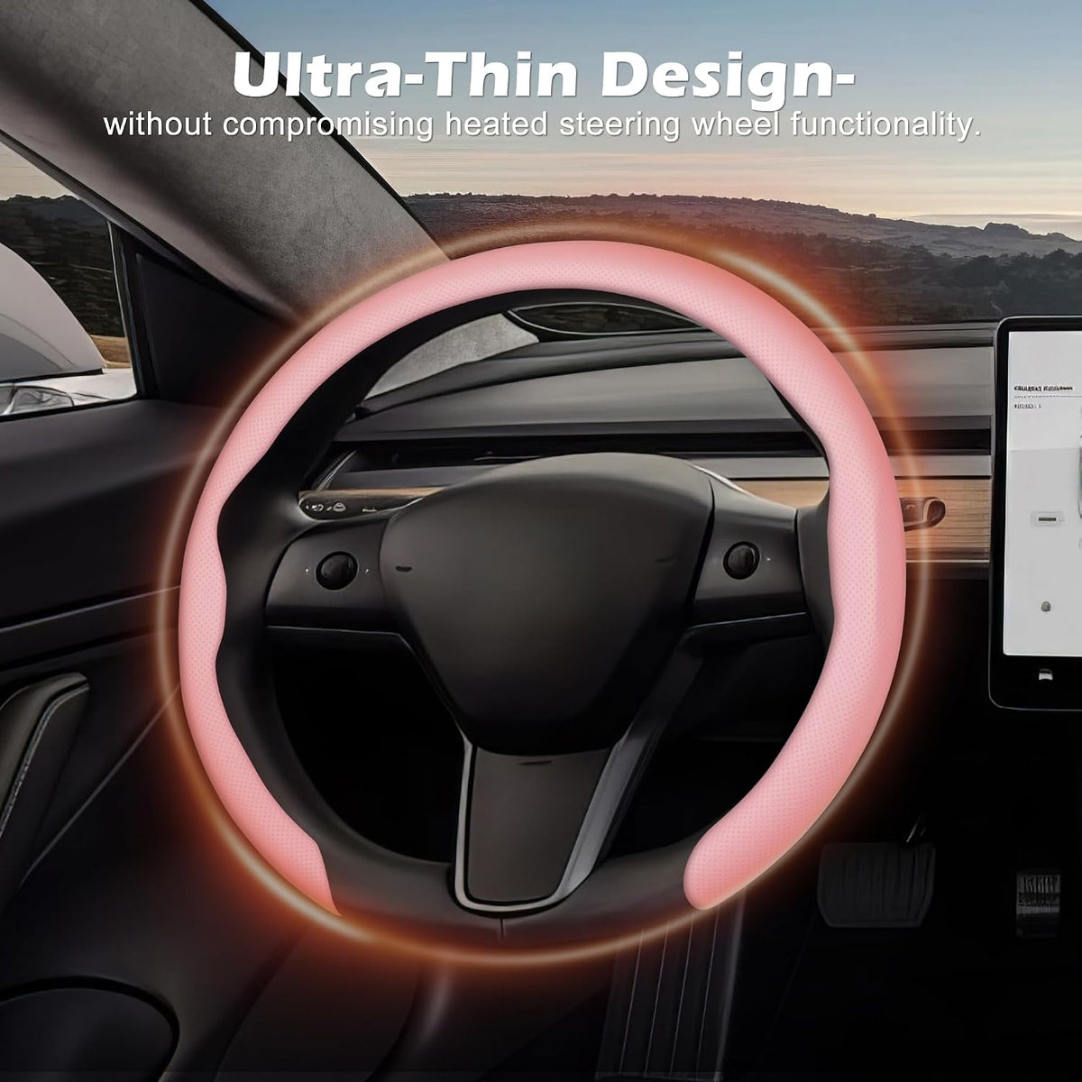 Frani Nappa Leather Steering Wheel Cover, 14.5-15 Inch,Pink