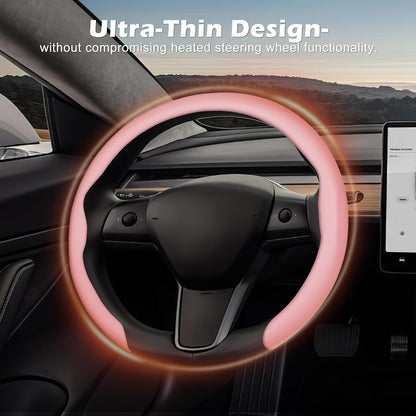 Frani Nappa Leather Steering Wheel Cover, 14.5-15 Inch,Pink