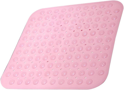 Pink TPR Bath Mat with Dots 46x48cm Suction Cups Non Slip