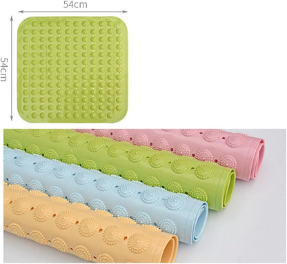 Pink TPR Bath Mat with Dots 46x48cm Suction Cups Non Slip