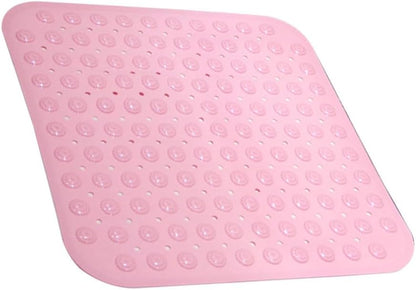 Pink TPR Bath Mat with Dots 46x48cm Suction Cups Non Slip