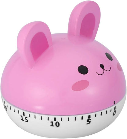 Mechanical Kitchen Timer Cute Mushroom Timer for Kids Wind Up 60 Minutes Non Cooking Timer (Pink Bunny)