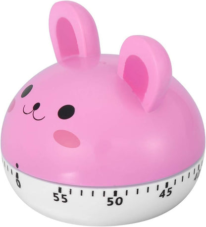Mechanical Kitchen Timer Cute Mushroom Timer for Kids Wind Up 60 Minutes Non Cooking Timer (Pink Bunny)