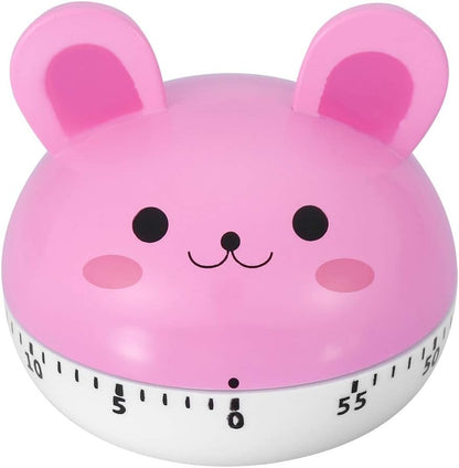 Mechanical Kitchen Timer Cute Mushroom Timer for Kids Wind Up 60 Minutes Non Cooking Timer (Pink Bunny)