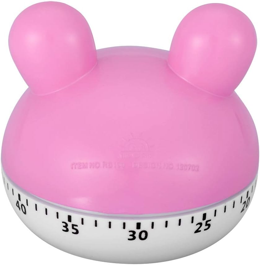 Mechanical Kitchen Timer Cute Mushroom Timer for Kids Wind Up 60 Minutes Non Cooking Timer (Pink Bunny)