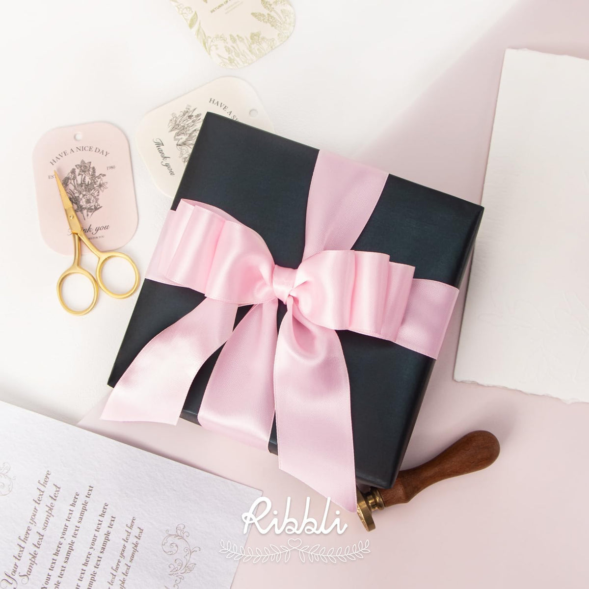 Light Pink Double Faced Satin Ribbon,1-1/2” x Continuous 25 Yards,Use for Bows Bouquet,Gift Wrapping,Baby Shower,Floral Arrangement