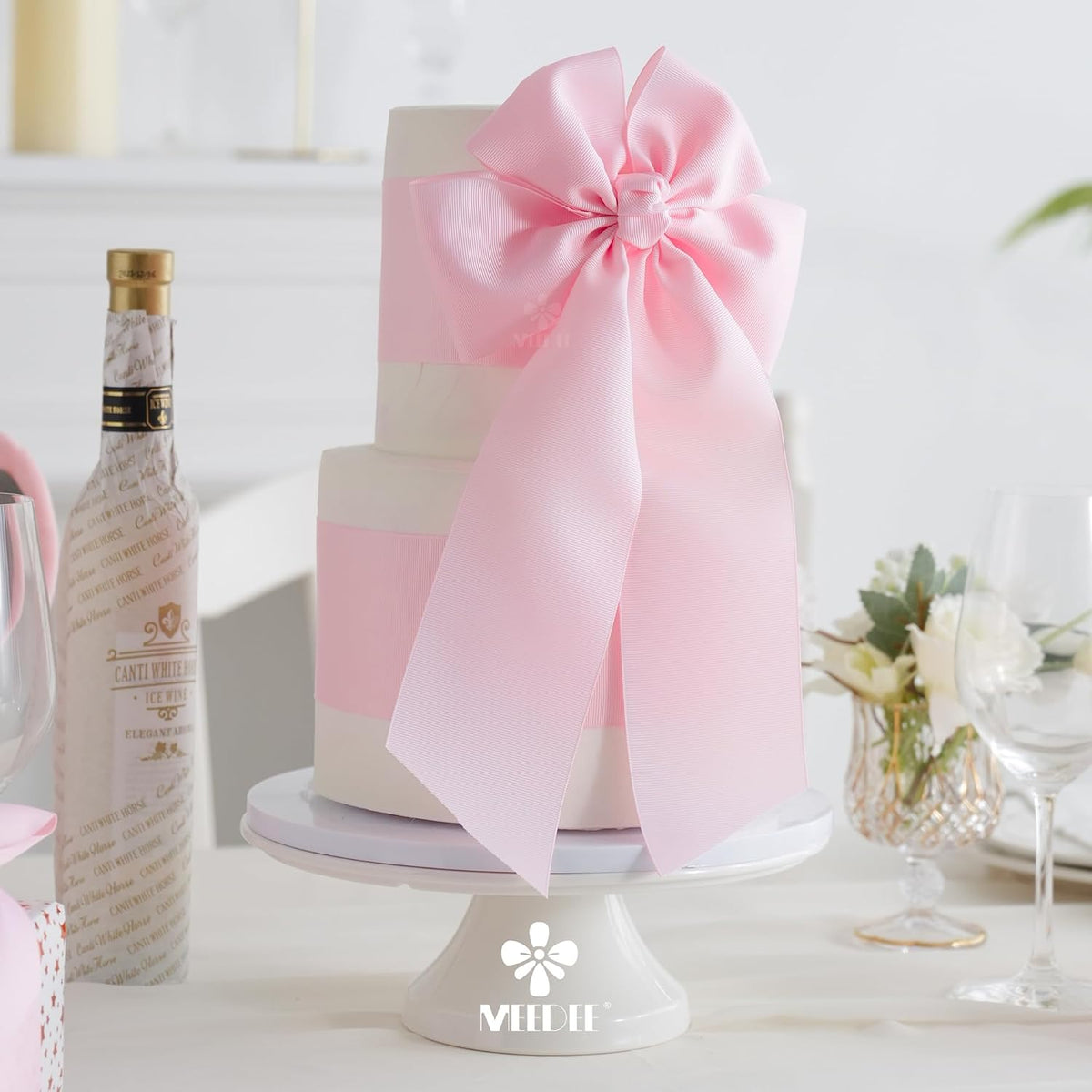 Pink Grosgrain Ribbon 3 Inch Grosgrain Hair Ribbons 10 Yards Per Roll Light Pink Baby Shower Ribbon for Cheer Bow, Hair Bow Supplies Wide Ribbons for Crafts, Sewing, Scrapbooking
