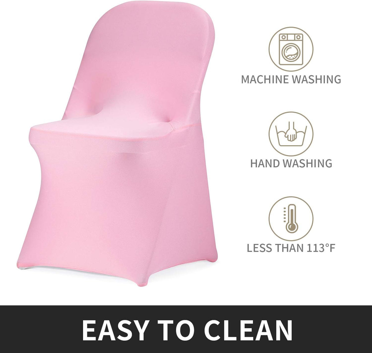 Stretch Spandex Folding Chair Cover for Wedding Party Dining Banquet Event (Pink,12pcs)