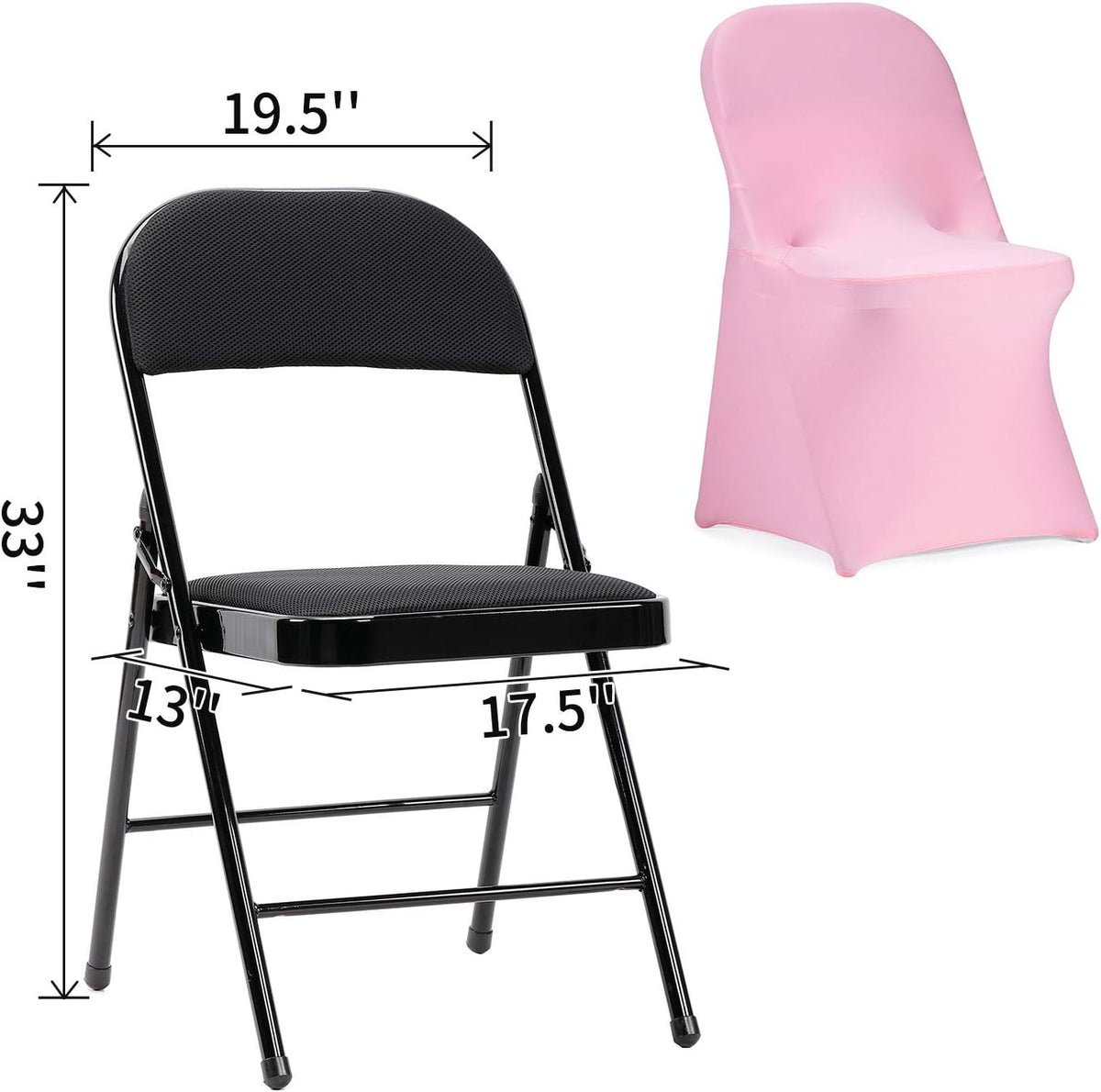 Stretch Spandex Folding Chair Cover for Wedding Party Dining Banquet Event (Pink,12pcs)