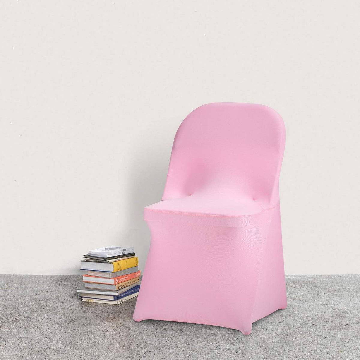 Stretch Spandex Folding Chair Cover for Wedding Party Dining Banquet Event (Pink,12pcs)