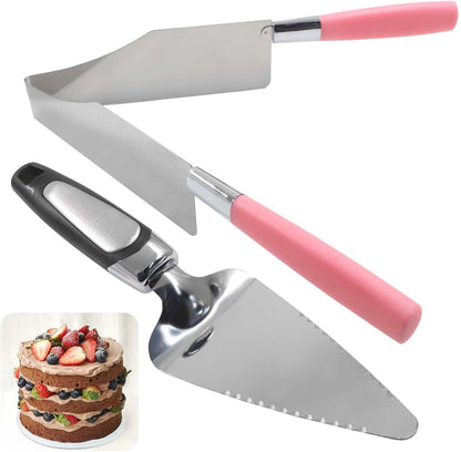 Pink Cake Slicer, 2 Pieces, Stainless Steel Cake Server Cutter