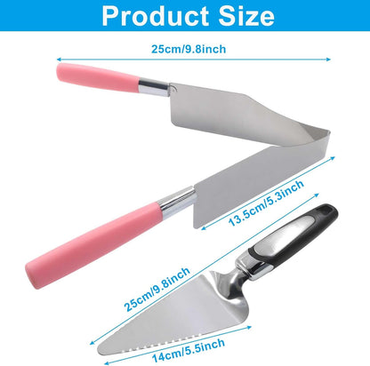 Pink Cake Slicer, 2 Pieces, Stainless Steel Cake Server Cutter