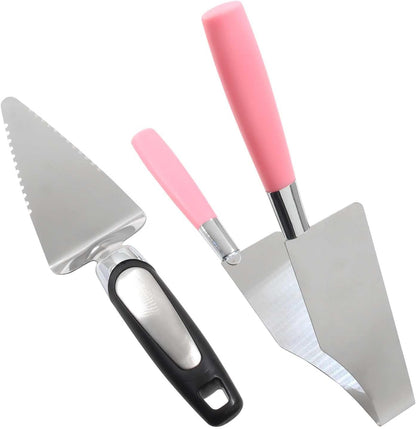 Pink Cake Slicer, 2 Pieces, Stainless Steel Cake Server Cutter