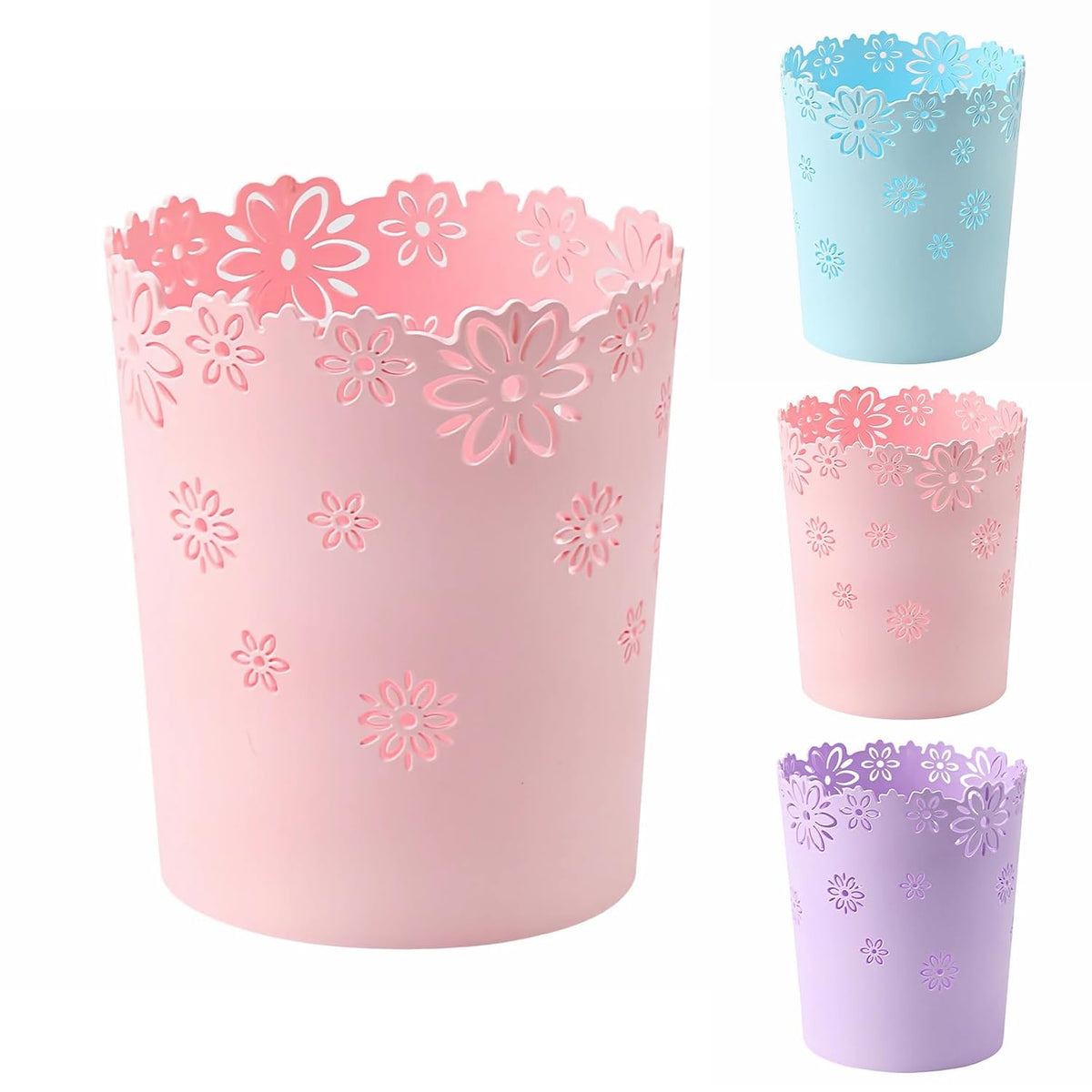 Small Pink Trash can 1.8 Gallons Bedroom Wastebasket Garbage Can