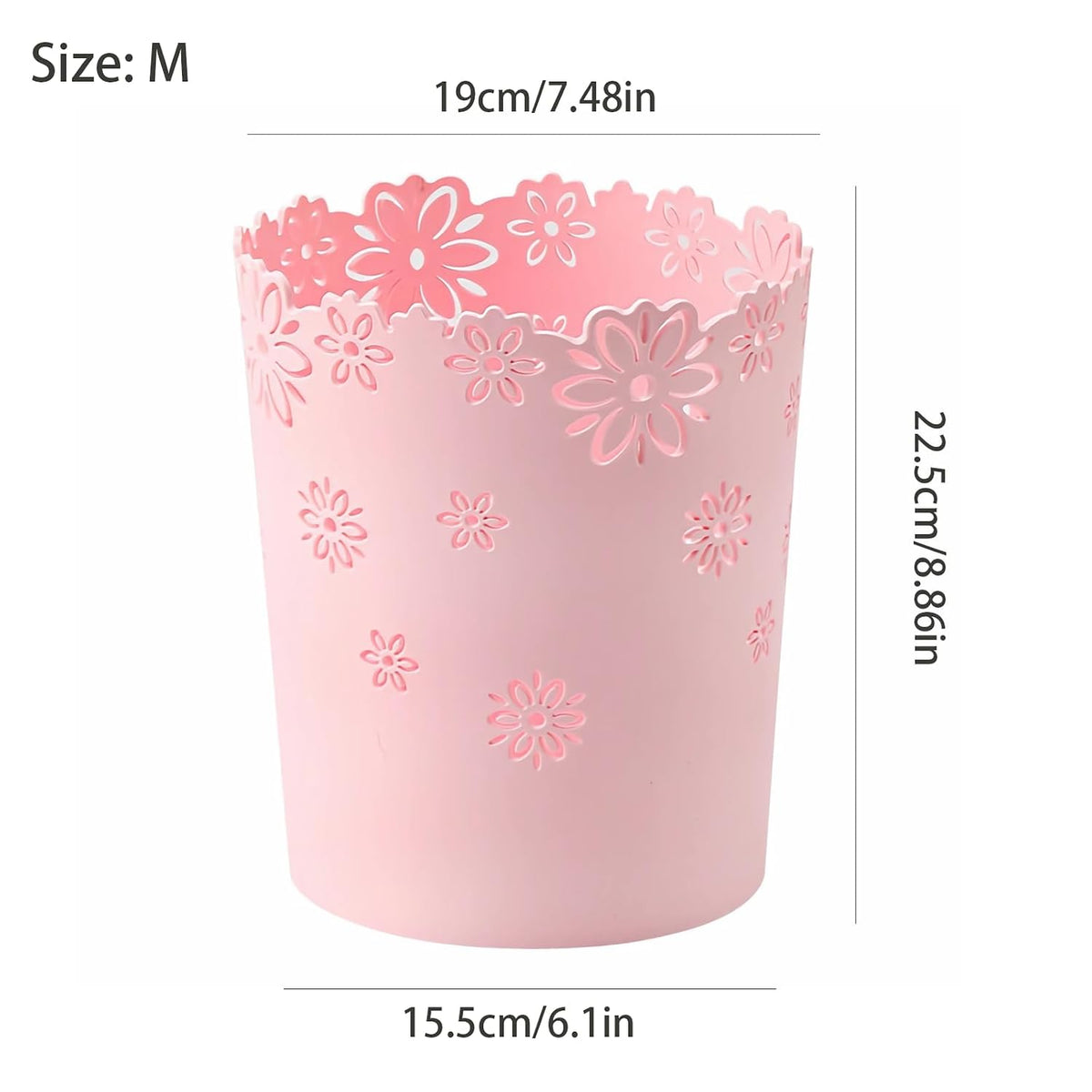 Small Pink Trash can 1.8 Gallons Bedroom Wastebasket Garbage Can