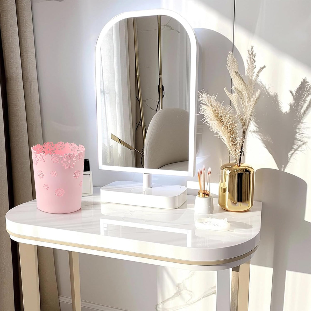 Small Pink Trash can 1.8 Gallons Bedroom Wastebasket Garbage Can