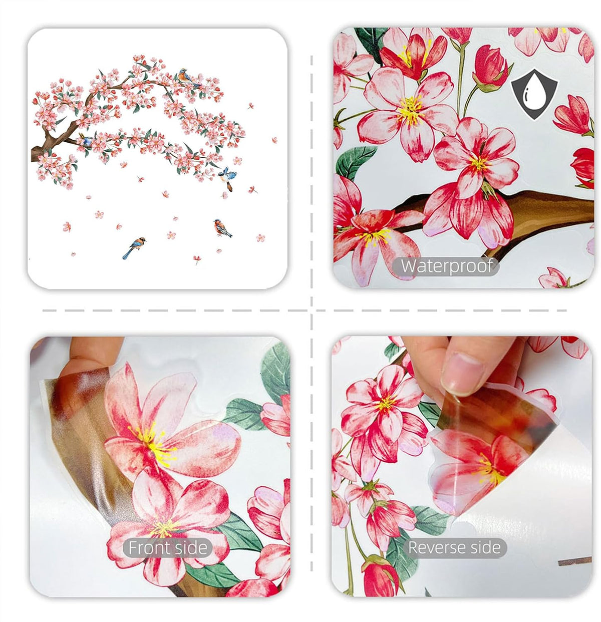 Pink Flower Wall Stickers, 39"x 46" Removable DIY Romantic Peach Blossom Tree Wall Murals Peel and Stick 3D Wall Art Stickers Home Decor for Girls Bedroom Nursery Rooms Living Room