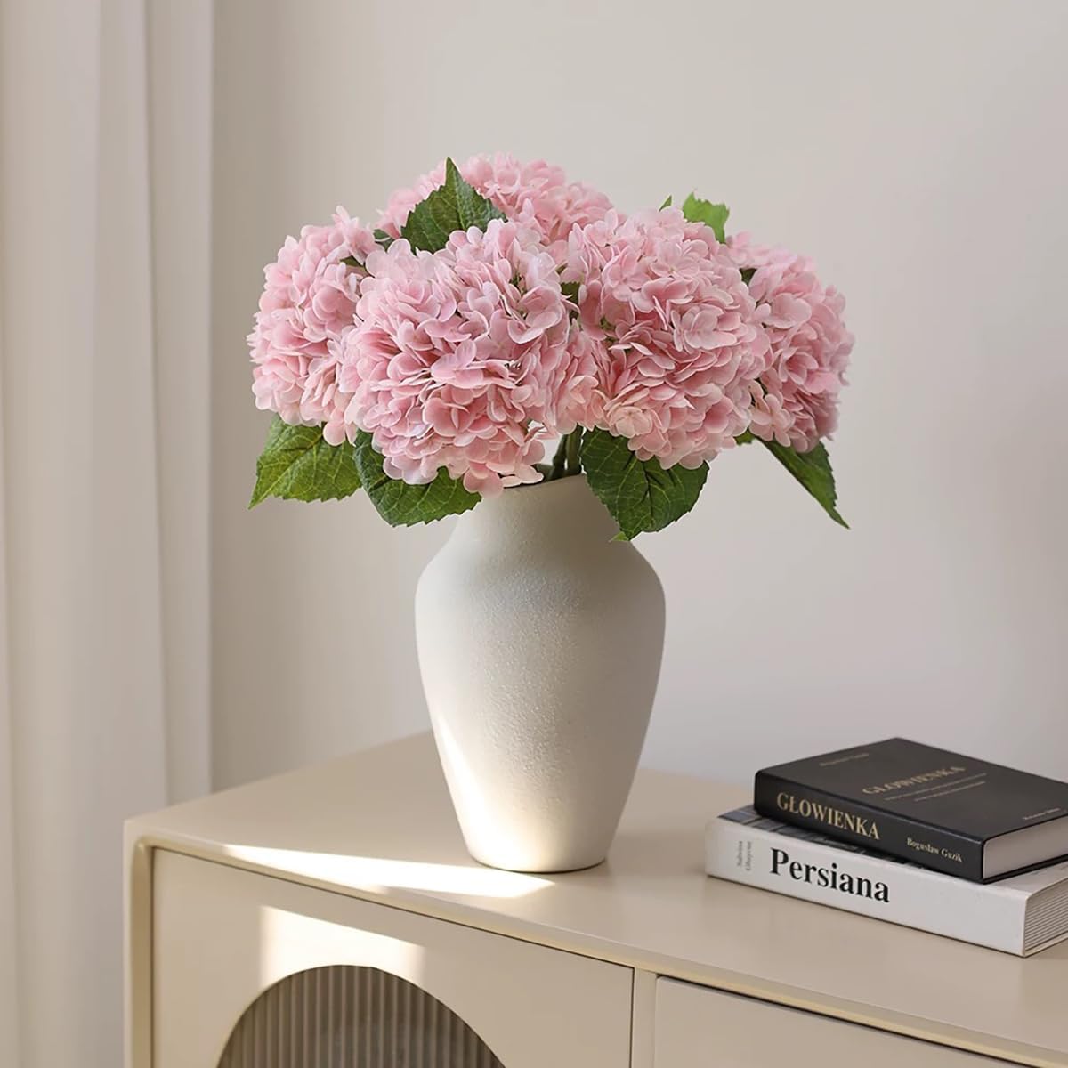 20" Real Touch Hydrangea Artificial Flowers,Pink,4PCS