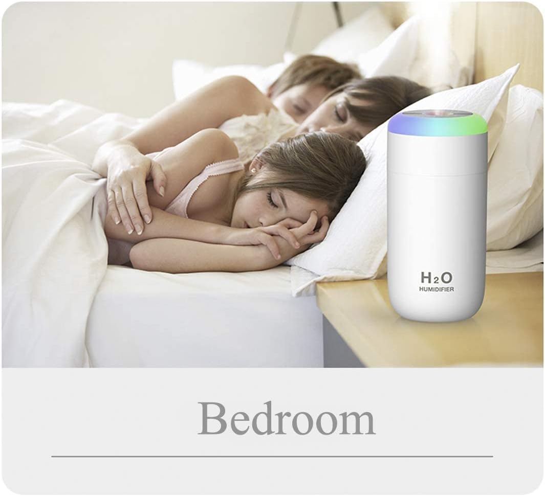 Mini Humidifier, 350ml Small Humidifier for bedroom, desk, portable, travel, plant (Pink)