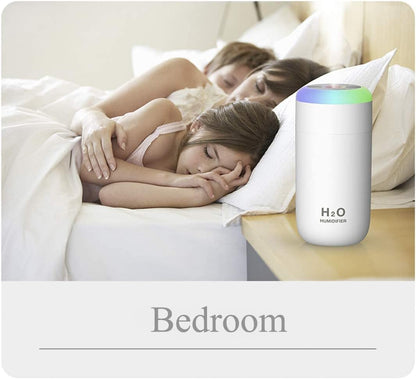 Mini Humidifier, 350ml Small Humidifier for bedroom, desk, portable, travel, plant (Pink)