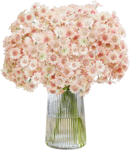 10pcs Pink Artificial Wild Daisy Flowers with Stems for Flora Arrangement