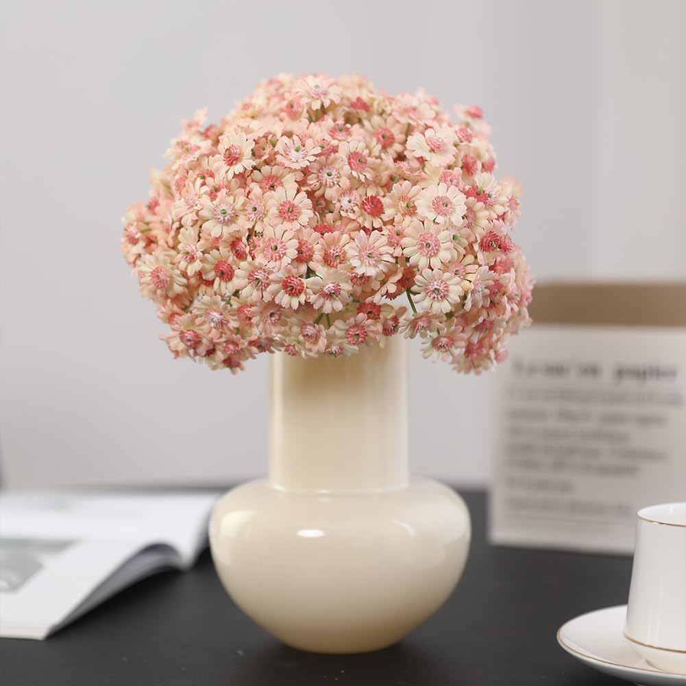 10pcs Pink Artificial Wild Daisy Flowers with Stems for Flora Arrangement