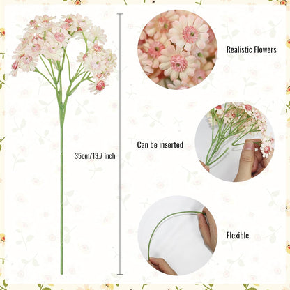 10pcs Pink Artificial Wild Daisy Flowers with Stems for Flora Arrangement