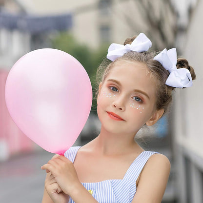 16 PCS 4" Hand-made Hair Bow Grosgrain Ribbon Solid Color Hair Bow Alligator Clips Hair Accessories for Little Teen Toddler Girls -Light Pink
