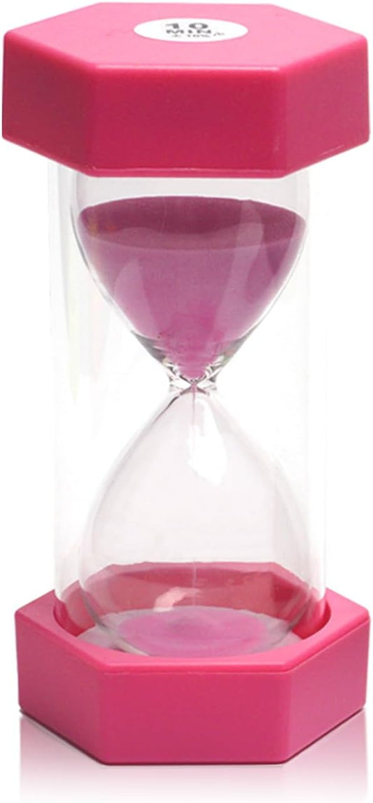10 Minutes , Hourglass Timer, Sand Clock for Kids, Colorful Sand Watch, Sandglass Timer, Visual Timer for Home Office Kitchen Decor (Pink)