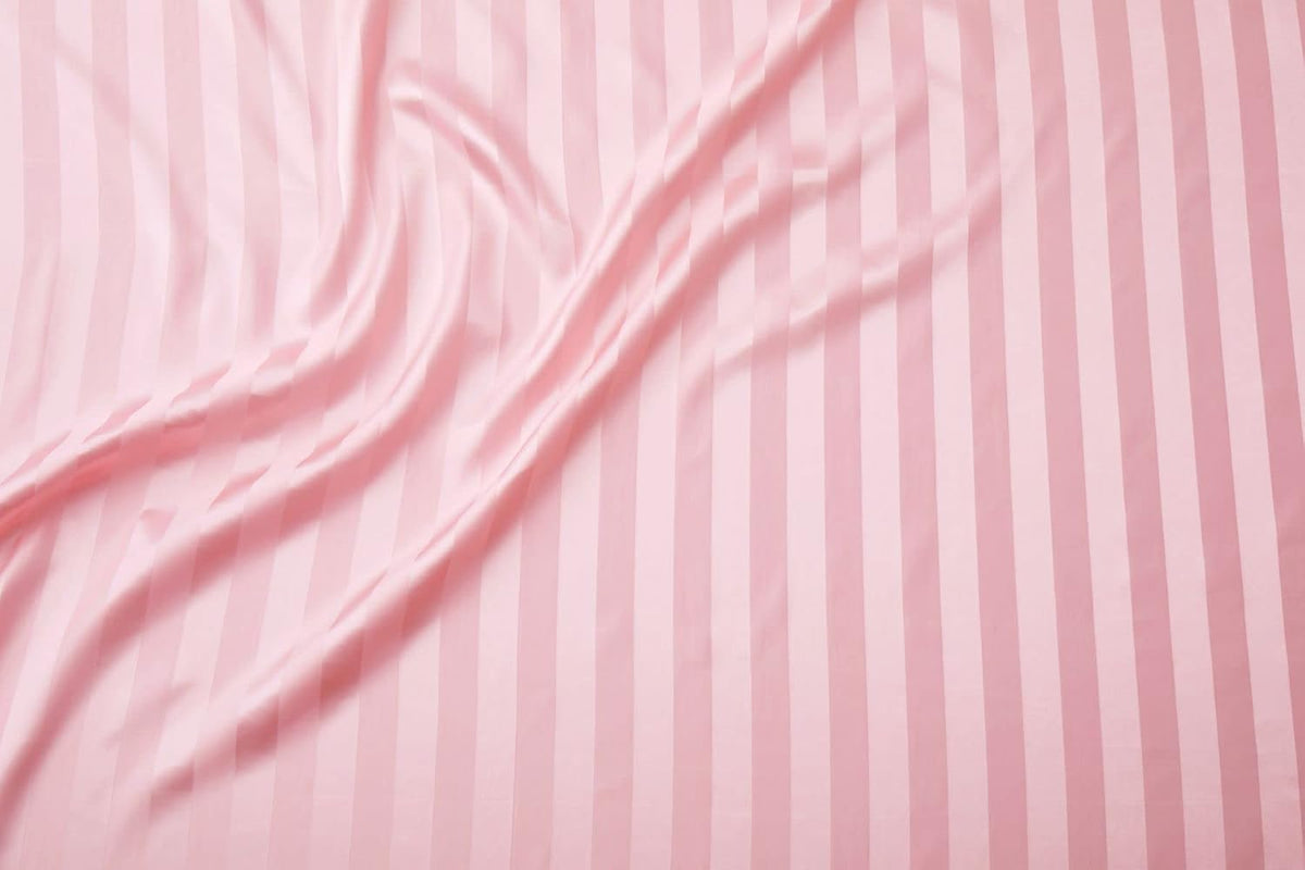 Blush Pink Satin Striped Queen Sheets 4 Piece - Cooling Bedding