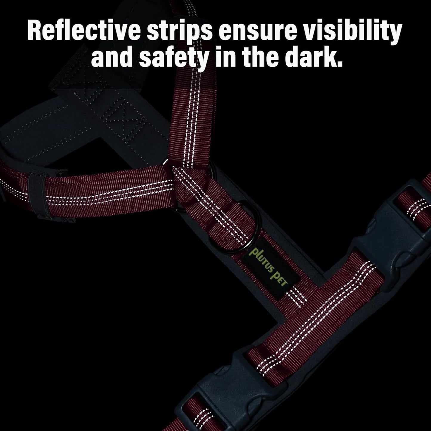 Plutus Pet No Pull Dog Harness, Adjustable Nylon Harness with Soft Padding, Reflective and Heavy Duty Dog Harness for Small, Medium, Large Dogs(Hot Pink, XL)