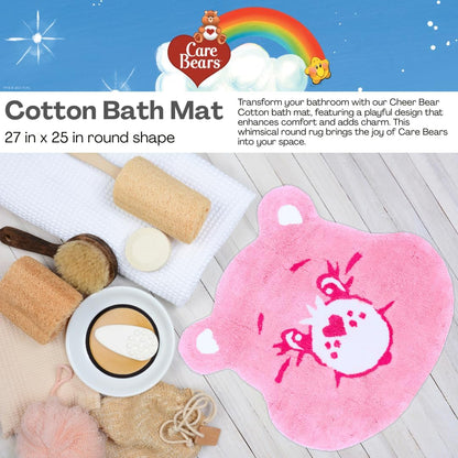 Care Bears Cheer Bear Pink Cotton Non Slip Plush Bathroom Mat Rug (Officially Licensed Product)