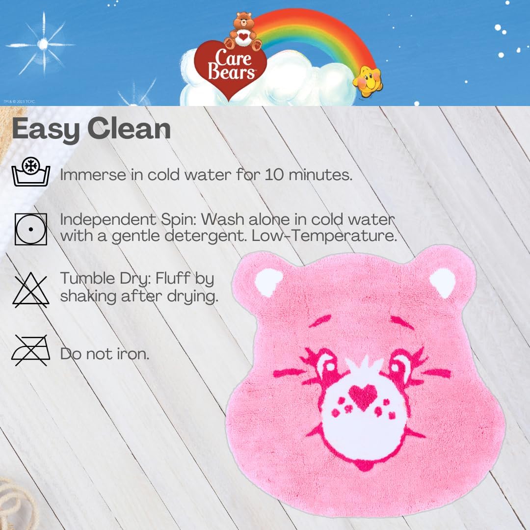 Care Bears Cheer Bear Pink Cotton Non Slip Plush Bathroom Mat Rug (Officially Licensed Product)