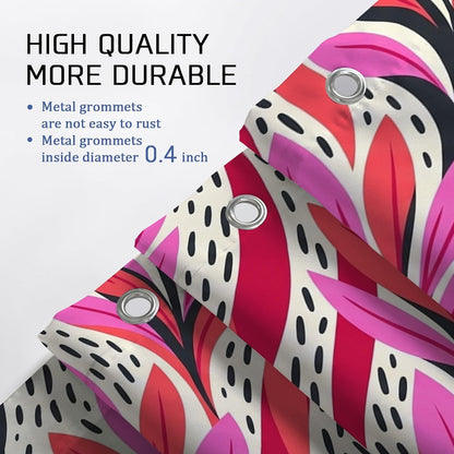 Leaf Shower Curtain, Modern Abstract Waves Line Summer Peach Waterproof Fabric Design Print Bath Curtains Decor for Bathroom Guest Room 62x72 Inch