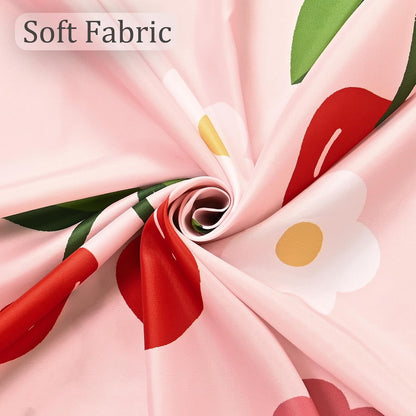 Anybar Fabric Shower Curtain Cute Floral Cherry Curtains Waterproof Soft Polyester Bathroom Curtain- Decorative Washable Privacy Cloth Shower Curtain for Bathroom Hotel (72x72inch) Pink