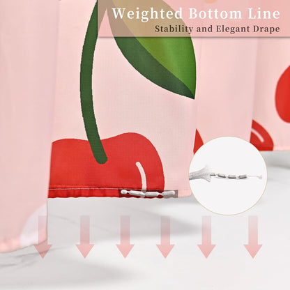 Anybar Fabric Shower Curtain Cute Floral Cherry Curtains Waterproof Soft Polyester Bathroom Curtain- Decorative Washable Privacy Cloth Shower Curtain for Bathroom Hotel (72x72inch) Pink