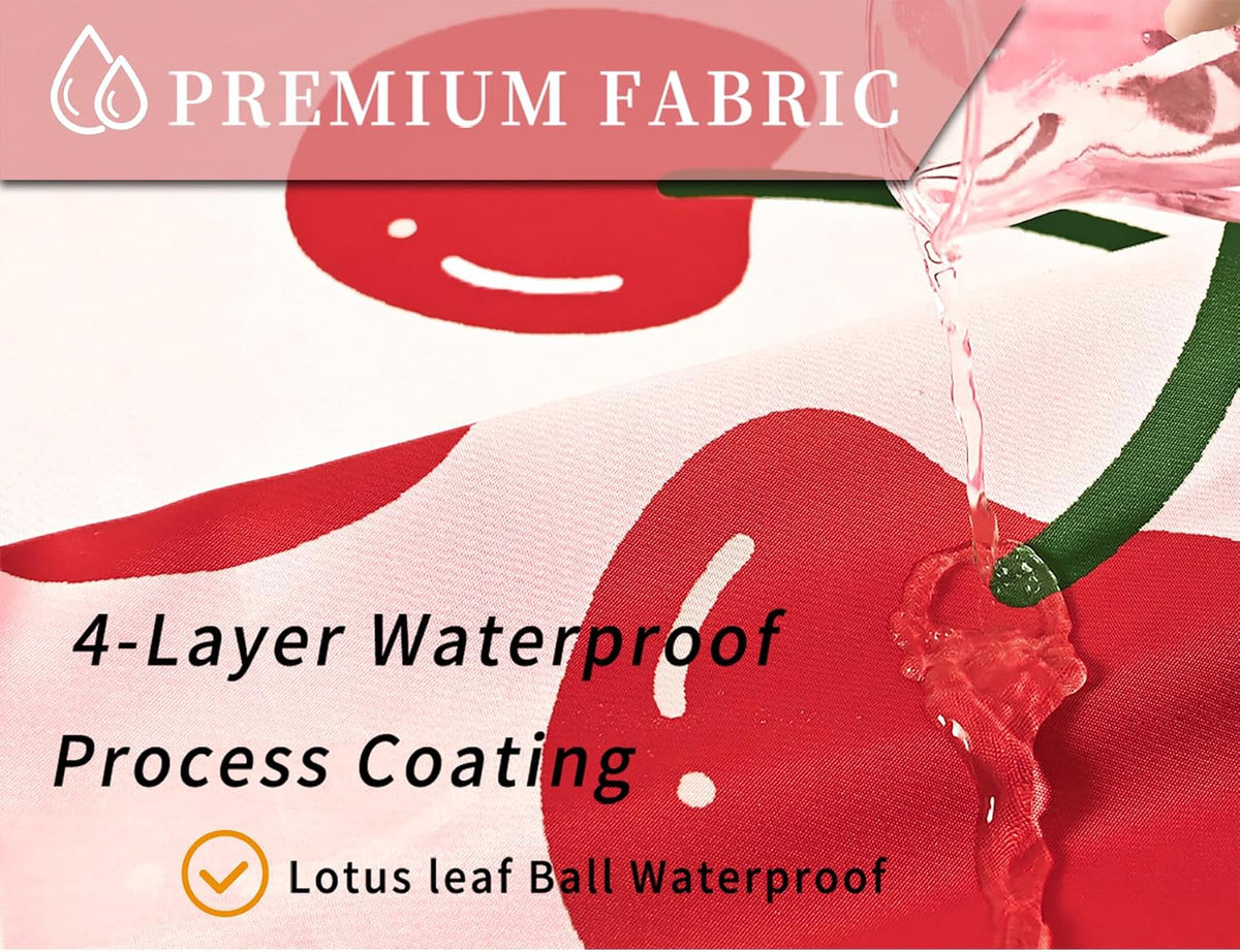 Anybar Fabric Shower Curtain Cute Floral Cherry Curtains Waterproof Soft Polyester Bathroom Curtain- Decorative Washable Privacy Cloth Shower Curtain for Bathroom Hotel (72x72inch) Pink