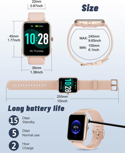 Smart Watch for Women, Bluetooth Call, for iPhone Android Pink