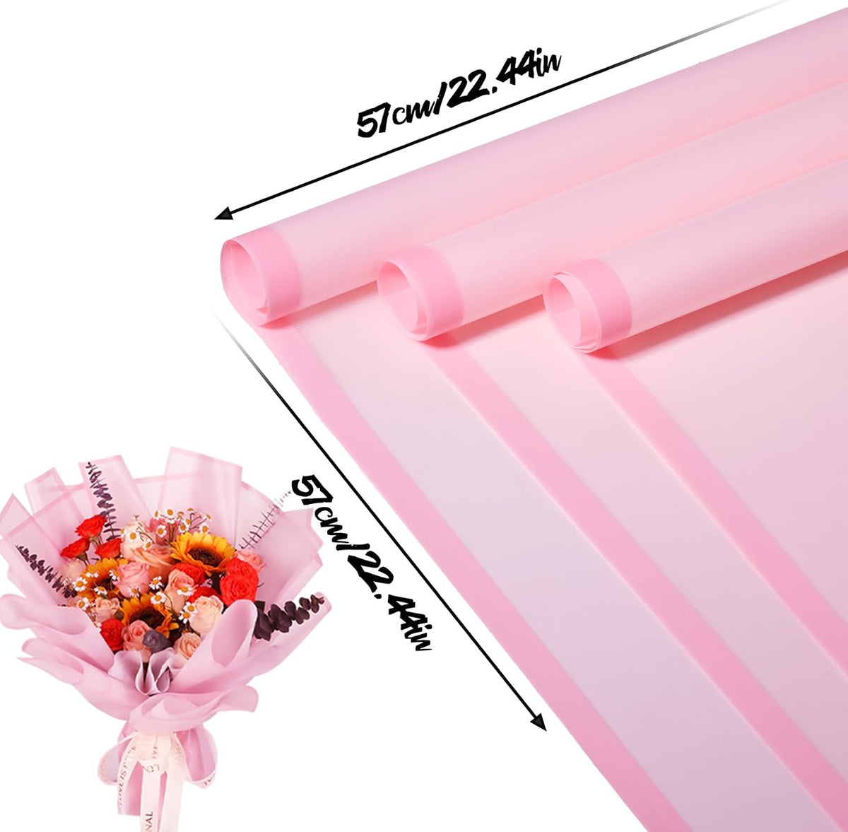20 Sheets Flower Bouquet Wrapping Paper Korean Floral Paper Pink