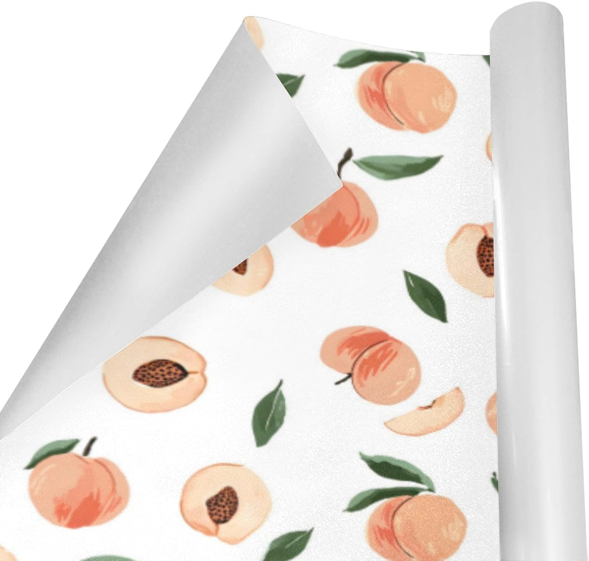 Cute Peaches Pattern Design Birthday Wrapping Paper Roll, Mini Roll Gift Wrap Perfect for Weddings, Brides, Holidays, Baby Showers - 58 x 22.8 inches