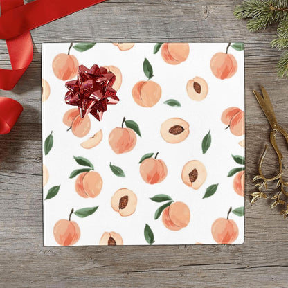 Cute Peaches Pattern Design Birthday Wrapping Paper Roll, Mini Roll Gift Wrap Perfect for Weddings, Brides, Holidays, Baby Showers - 58 x 22.8 inches