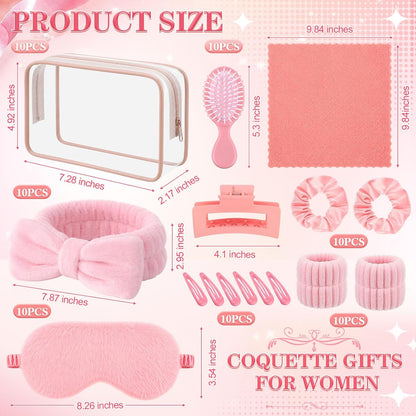 120 Pcs Spa Party Pink Sleepover Party Supplies Bulk Headband Wristband Scrunchies Towels Makeup Bag Mirror Claw Hair Clips Hair Brush Eye Mask for Girls Women Bridal Slumber Birthday Favor