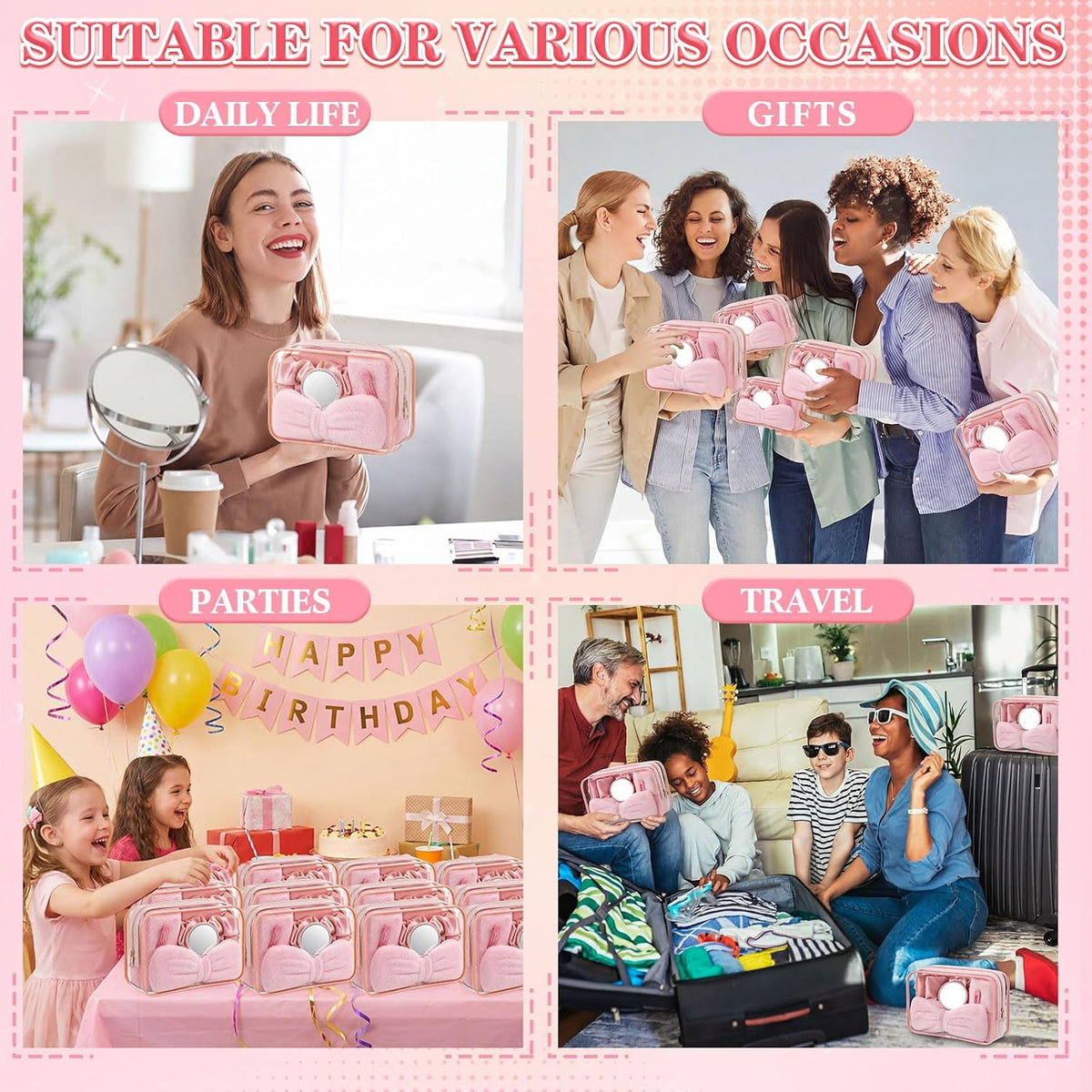 120 Pcs Spa Party Pink Sleepover Party Supplies Bulk Headband Wristband Scrunchies Towels Makeup Bag Mirror Claw Hair Clips Hair Brush Eye Mask for Girls Women Bridal Slumber Birthday Favor