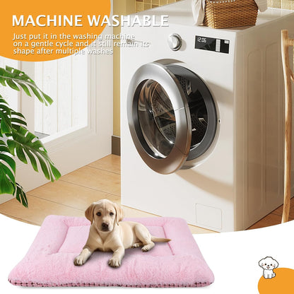 Reversible Dog Bed Mat with Plush and Corn Velvet,Soft Warm Pet Cushion, Dual Purpose Washable Sleeping Mattress Bed for Small Medium Large Dog and Cat XB004 (24"x18", Pink)