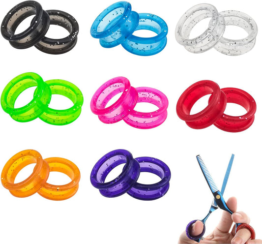 16 PCS Soft Silicone Scissors Finger Rings Dog Grooming Pet Shears Ring Thumb Inserts Finger Protector Ring Scissor Accessories for Barber Dog Hair Cutting Scissors (8 Colors)