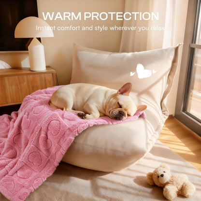 Small Dog Blanket Washable Pet Bed Cover Soft Fluffy Puppy Blanket with Premium Fleece 300GSM Cozy Calming Cat Blankets for Indoor Cats Pink 30x20 inch