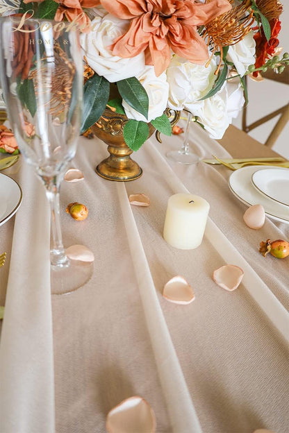 10 Feet Champagne Chiffon Table Runner Sheer Wedding Table Cloth 29x120 Inches Rustic Wedding Decorations French Chiffon Table Runner