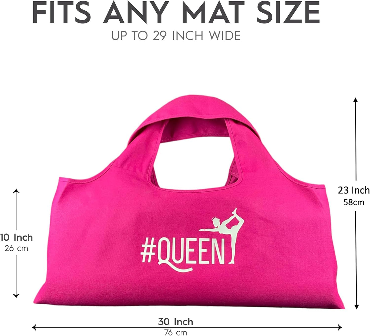 Yoga Bag, Exercise, Tote, Large Carrier, Shoulder Strap, Inner Pocket, Fits Most Mats, Recycled Cotton Canvas