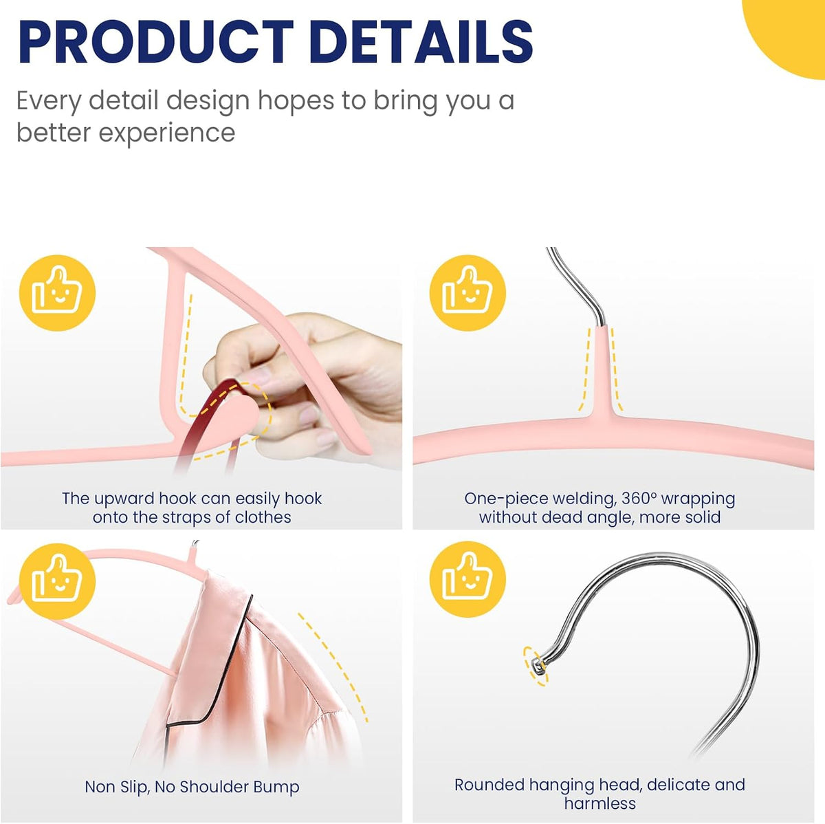 30 Pack 16 Inch Rubber-Coated Non-Slip Metal Hangers (Pink)