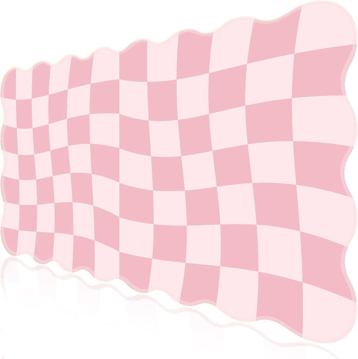 Pink Mouse Pad,Geometric Desk Mat XXL Large Scalloped Gaming Mousepad,35.4x15.7in Non-Slip Rubber Base Keyboard Pad Waterproof Desktop Mat for Laptop Computer Game Home Office-Checkered